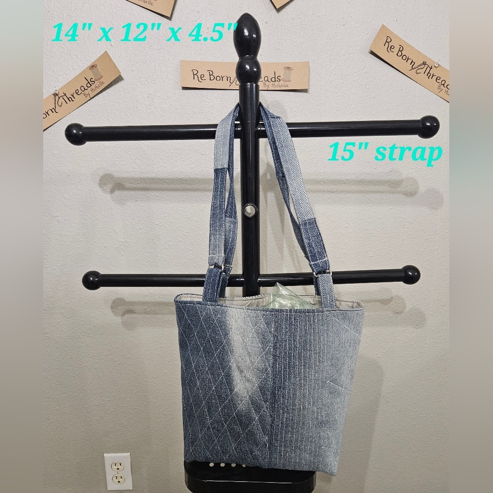 Denim Tote Bag in Light Blue